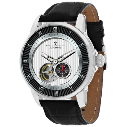 Christian Van Sant Men's Watch - Viscay Automatic White Dial Leather Strap | CV0550 ,