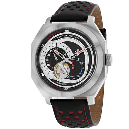 Christian Van Sant Men's Watch - Machina Chronograph Black Dial Red Strap | CV0560 ,