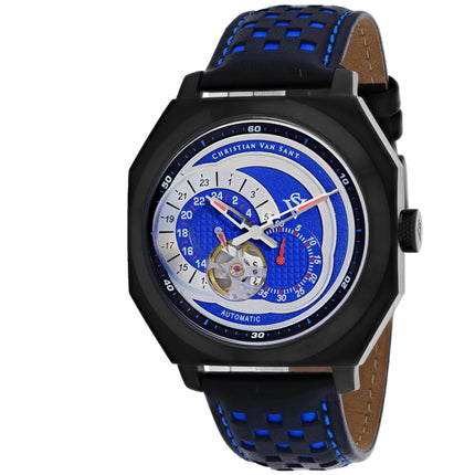 Christian Van Sant Men's Watch - Machina Chronograph Blue Leather Strap | CV0563 ,