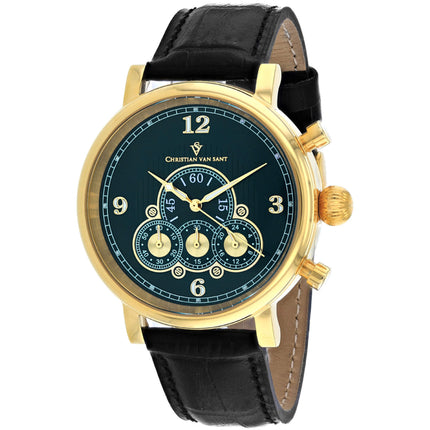 Christian Van Sant Men's Watch - Dominion Chrono Green Dial Black Strap | CV0714 ,