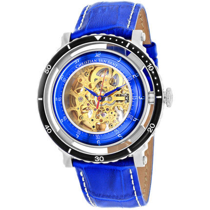Christian Van Sant Men's Watch - Dome Automatic Gold Dial Leather Strap | CV0741 ,