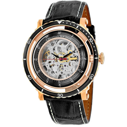 Christian Van Sant Men's Watch - Dome Automatic Silver Dial Leather Strap | CV0749 ,