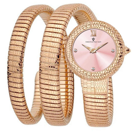 Christian Van Sant Women's Watch - Naga Quartz Pink Dial Rose Gold Band | CV0894 ,