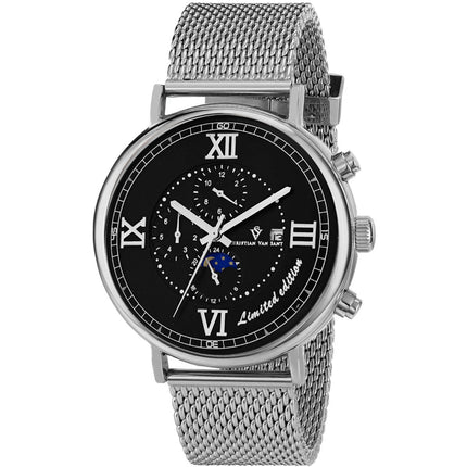 Christian Van Sant Men's Watch - Somptueuse LTD Black Dial Silver Bracelet | CV1151 ,