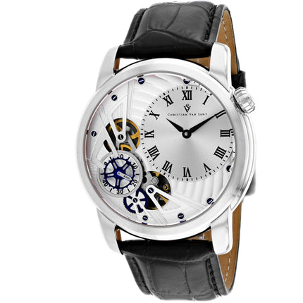 Christian Van Sant Men's Watch - Sprocket Auto-Quartz Black Leather Strap | CV1540 ,