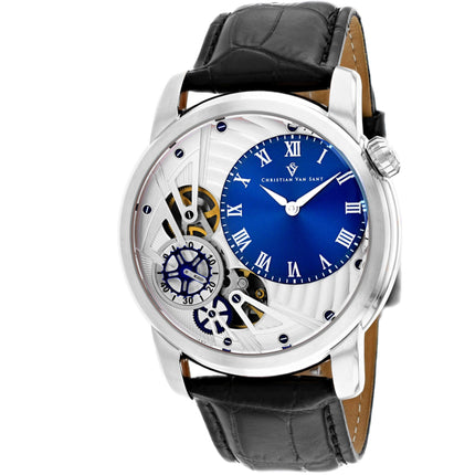 Christian Van Sant Men's Watch - Sprocket Auto-Quartz Black Leather Strap | CV1542 ,