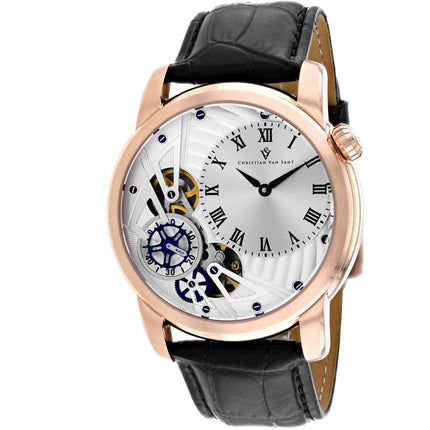 Christian Van Sant Men's Watch - Sprocket Auto-Quartz Black Leather Strap | CV1545 ,