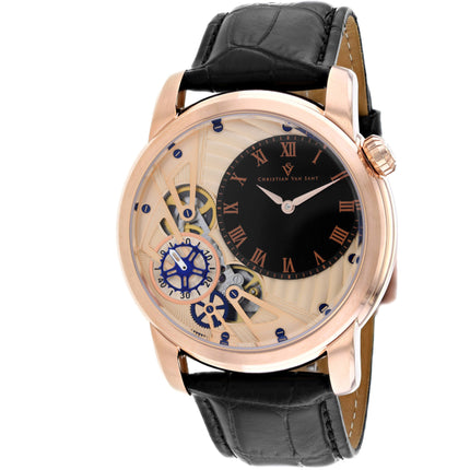 Christian Van Sant Men's Watch - Sprocket Auto-Quartz Rose Gold Dial Strap | CV1546 ,