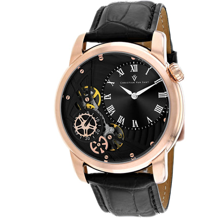 Christian Van Sant Men's Watch - Sprocket Auto-Quartz Black Dial Strap | CV1547 ,