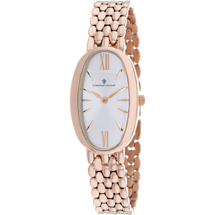 Christian Van Sant Women's Watch - Lucia Silver Dial Rose Gold Bracelet | CV1815 ,