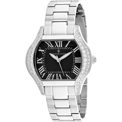 Christian Van Sant Women's Watch - Bianca Quartz Black Dial Silver Bracelet | CV1831 ,