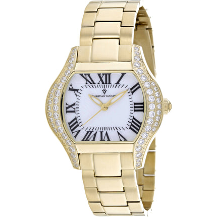 Christian Van Sant Women's Watch - Bianca White Dial Yellow Gold Bracelet | CV1833 ,
