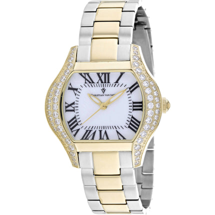 Christian Van Sant Women's Watch - Bianca Quartz White Dial Two Tone Steel | CV1834 ,