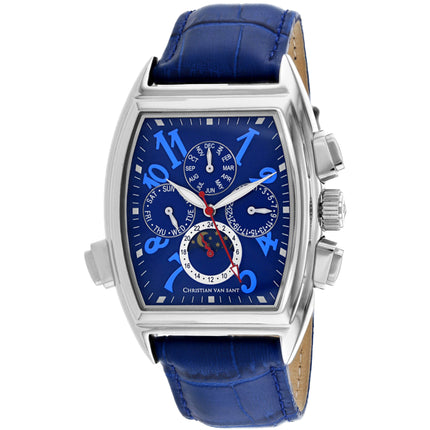 Christian Van Sant Men's Watch - Grandeur Automatic Blue Dial Leather Strap | CV2135 ,