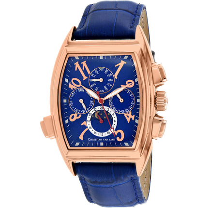 Christian Van Sant Men's Watch - Grandeur Automatic Blue Dial Leather Strap | CV2140 ,