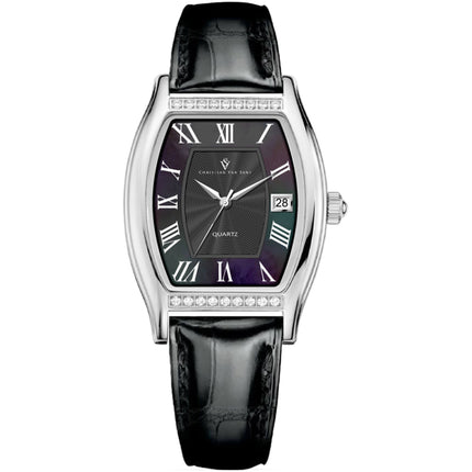 Christian Van Sant Women's Watch - Gemma Quartz Black Dial Leather Strap | CV2440 ,