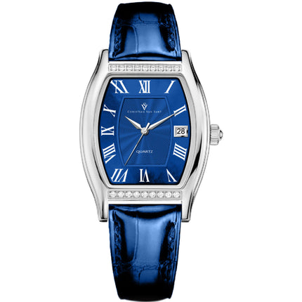 Christian Van Sant Women's Watch - Gemma Quartz Blue Dial Leather Strap | CV2441 ,