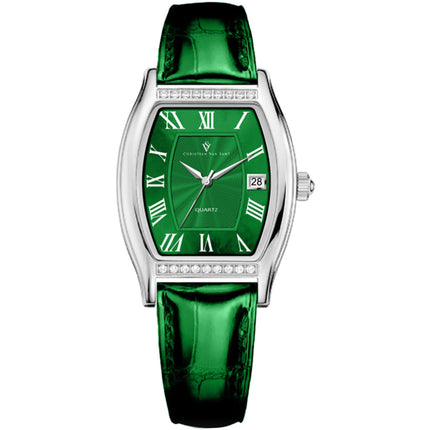 Christian Van Sant Women's Watch - Gemma Quartz Green Dial Leather Strap | CV2443 ,