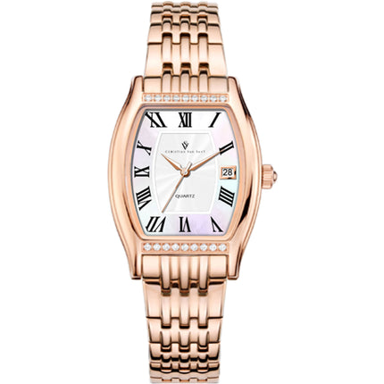 Christian Van Sant Women's Watch - Gemma Quartz White Dial Rose Gold Steel | CV2452 ,