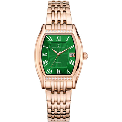 Christian Van Sant Women's Watch - Gemma Quartz Green Dial Rose Gold Steel | CV2454 ,
