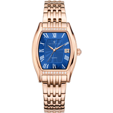 Christian Van Sant Women's Watch - Gemma Quartz Blue Dial Rose Gold Steel | CV2455 ,