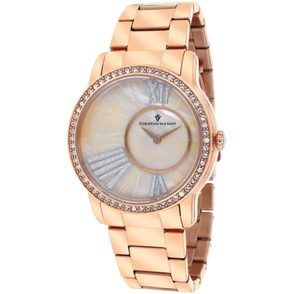Christian Van Sant Women's Watch - Exquisite Quartz Pink Mop Dial Bracelet | CV3613 ,