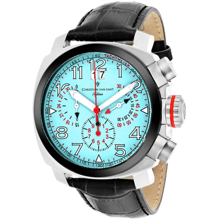 Christian Van Sant Men's Watch - Grand Python Quartz Black Leather Strap | CV3AU10 ,