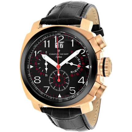 Christian Van Sant Men's Watch - Grand Python Quartz Black Dial Strap | CV3AU11 ,