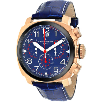 Christian Van Sant Men's Watch - Grand Python Quartz Blue Leather Strap | CV3AU5 ,