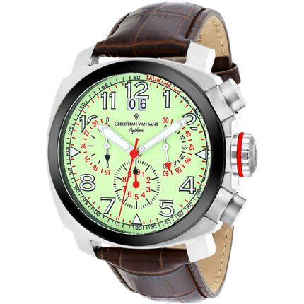 Christian Van Sant Men's Watch - Grand Python Quartz Brown Leather Strap | CV3AU6 ,