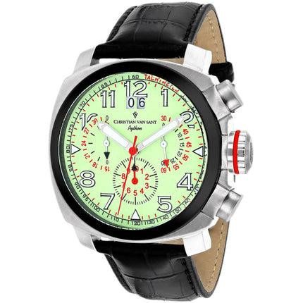 Christian Van Sant Men's Watch - Grand Python Quartz Black Leather Strap | CV3AU7 ,