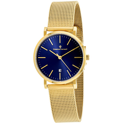 Christian Van Sant Women's Watch - Paradigm Blue Dial Yellow Gold Bracelet | CV4224 ,