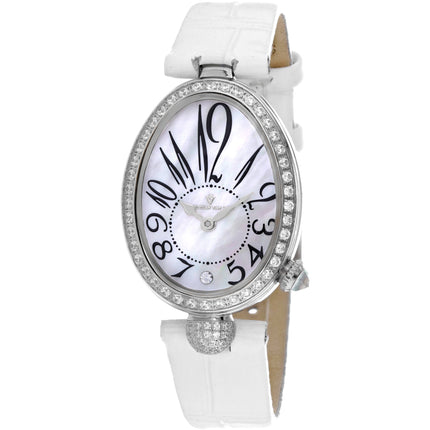 Christian Van Sant Women's Watch - Florentine Quartz White Leather Strap | CV4291 ,