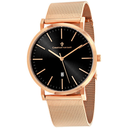 Christian Van Sant Men's Watch - Paradigm Black Dial Rose Gold Bracelet | CV4321 ,
