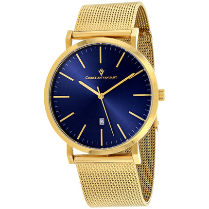 Christian Van Sant Men's Watch - Paradigm Blue Dial Yellow Gold Bracelet | CV4324 ,