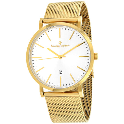 Christian Van Sant Men's Watch - Paradigm Silver Dial Yellow Gold Bracelet | CV4325 ,