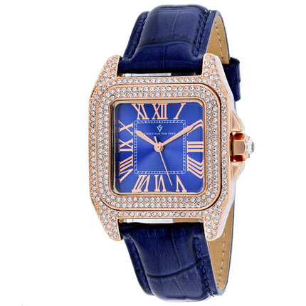 Christian Van Sant Women's Watch - Radieuse Quartz Blue Dial Leather Strap | CV4427 ,