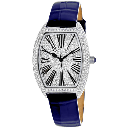 Christian Van Sant Women's Watch - Chic Silver Tone Dial Blue Leather Strap | CV4841 ,