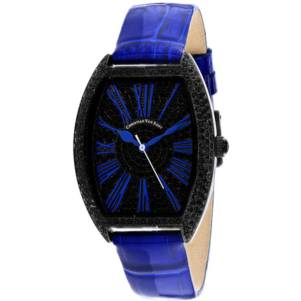 Christian Van Sant Women's Watch - Chic Quartz Black Dial Leather Strap | CV4845 ,