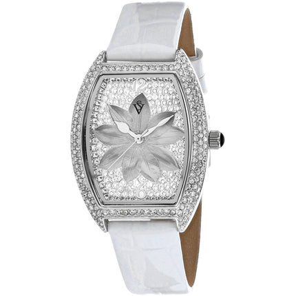 Christian Van Sant Women's Watch - Lotus Quartz White Dial Leather Strap | CV4851 ,