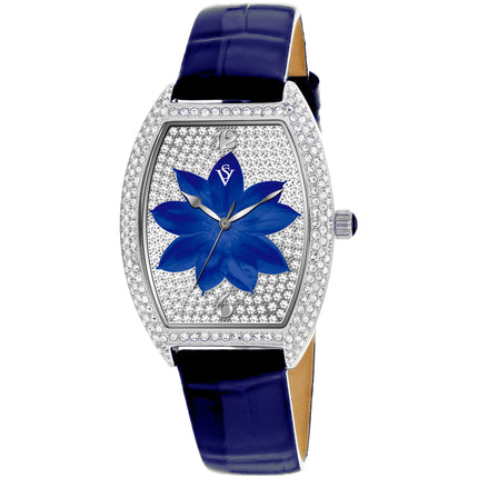 Christian Van Sant Women's Watch - Lotus Quartz Blue Dial Leather Strap | CV4854 ,