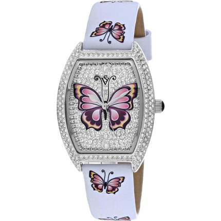 Christian Van Sant Women's Watch - Papillon Quartz Silver Dial White Strap | CV4871 ,