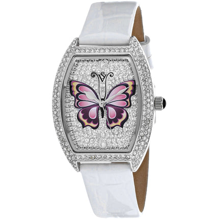 Christian Van Sant Women's Watch - Papillon Quartz White Leather Strap | CV4871W ,