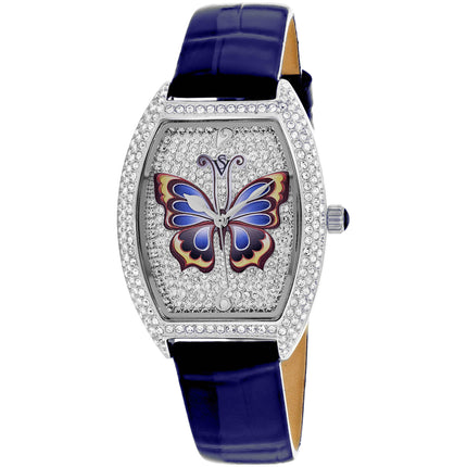 Christian Van Sant Women's Watch - Papillon Quartz Blue Leather Strap | CV4872BL ,