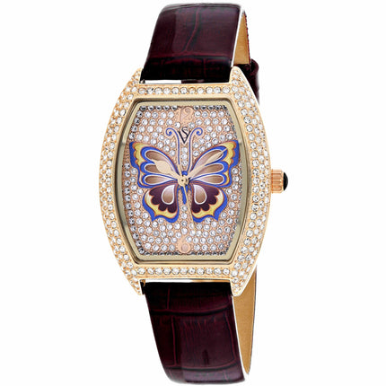 Christian Van Sant Women's Watch - Papillon Quartz Brown Leather Strap | CV4874P ,