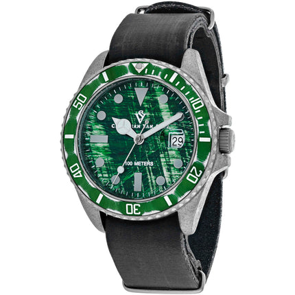 Christian Van Sant Men's Watch - Montego Vintage Green Dial Leather Strap | CV5202 ,