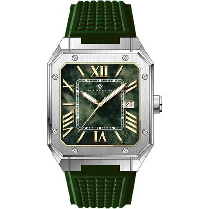 Christian Van Sant Men's Watch - Mosaic Quartz Green Dial Rubber Strap | CV6182 ,
