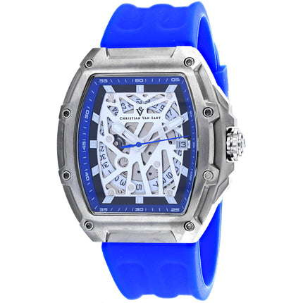 Christian Van Sant Men's Watch - Odyssey White Skeleton Dial Rubber Strap | CV6191 ,