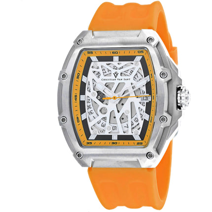 Christian Van Sant Men's Watch - Odyssey Automatic Orange Rubber Strap | CV6193 ,