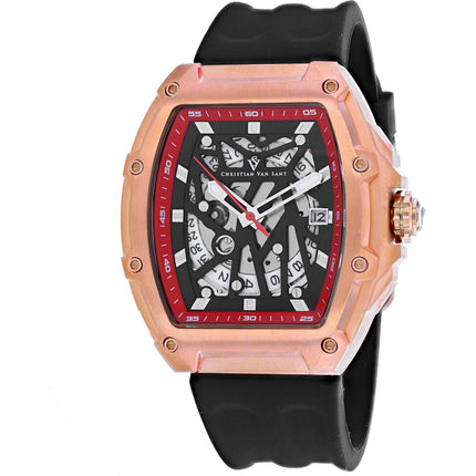 Christian Van Sant Men's Watch - Odyssey Automatic Black Rubber Strap | CV6194B ,